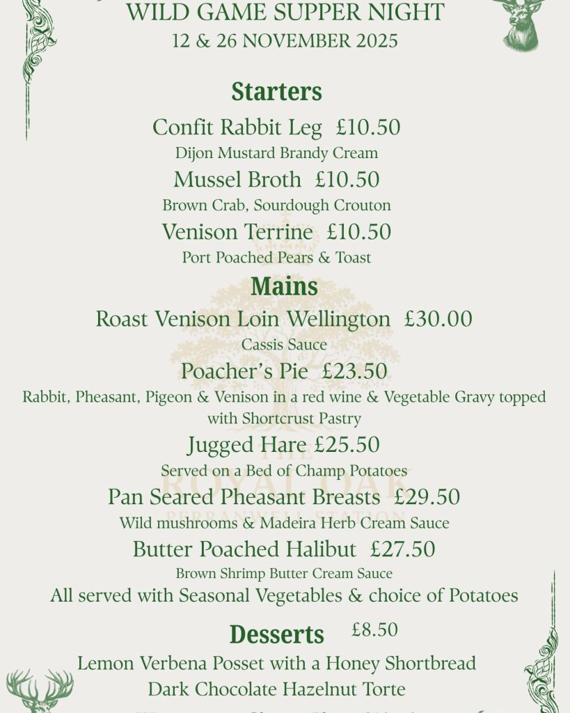 Wild Game Supper Night Menu